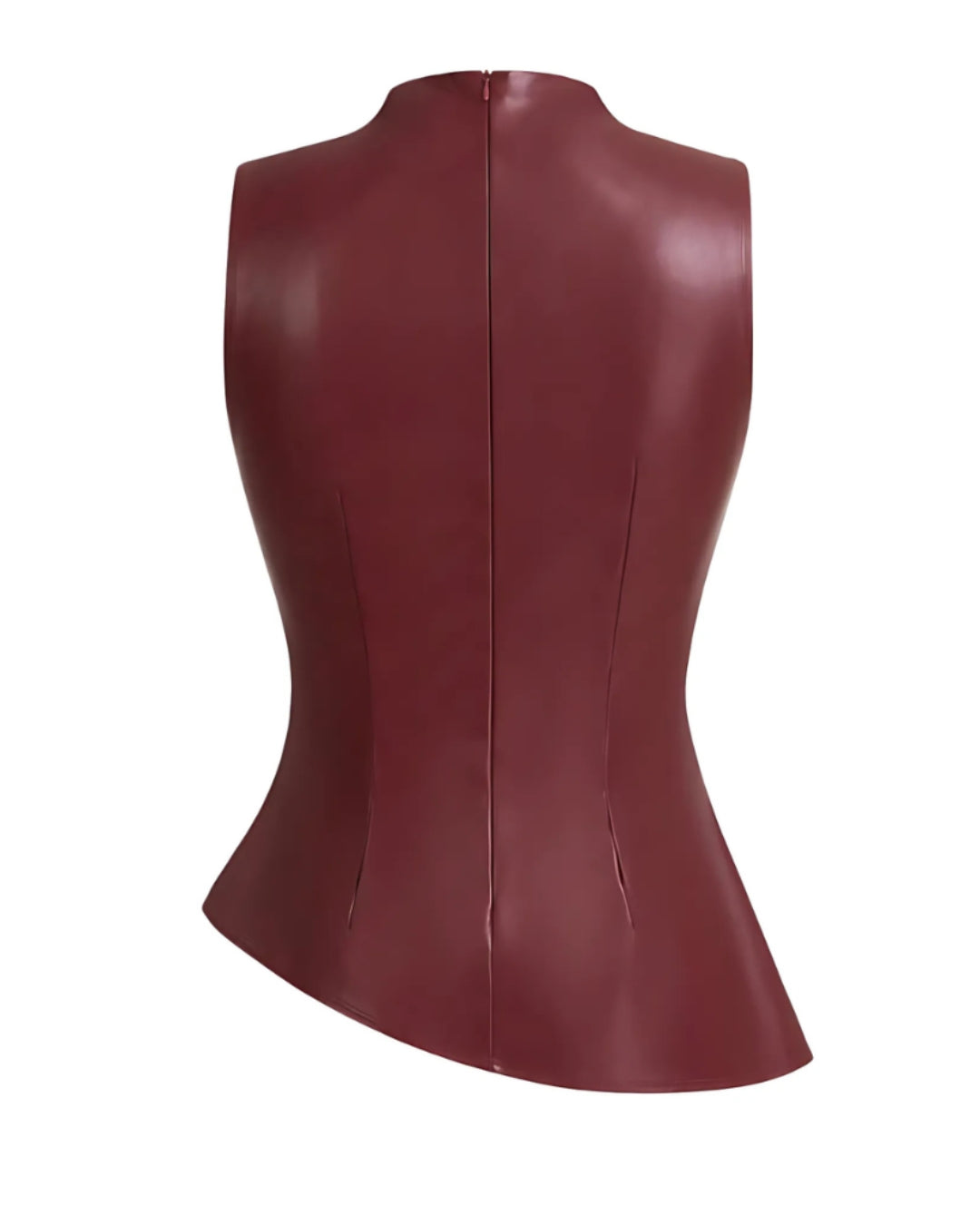 Top de cuero burdeos Ámbar