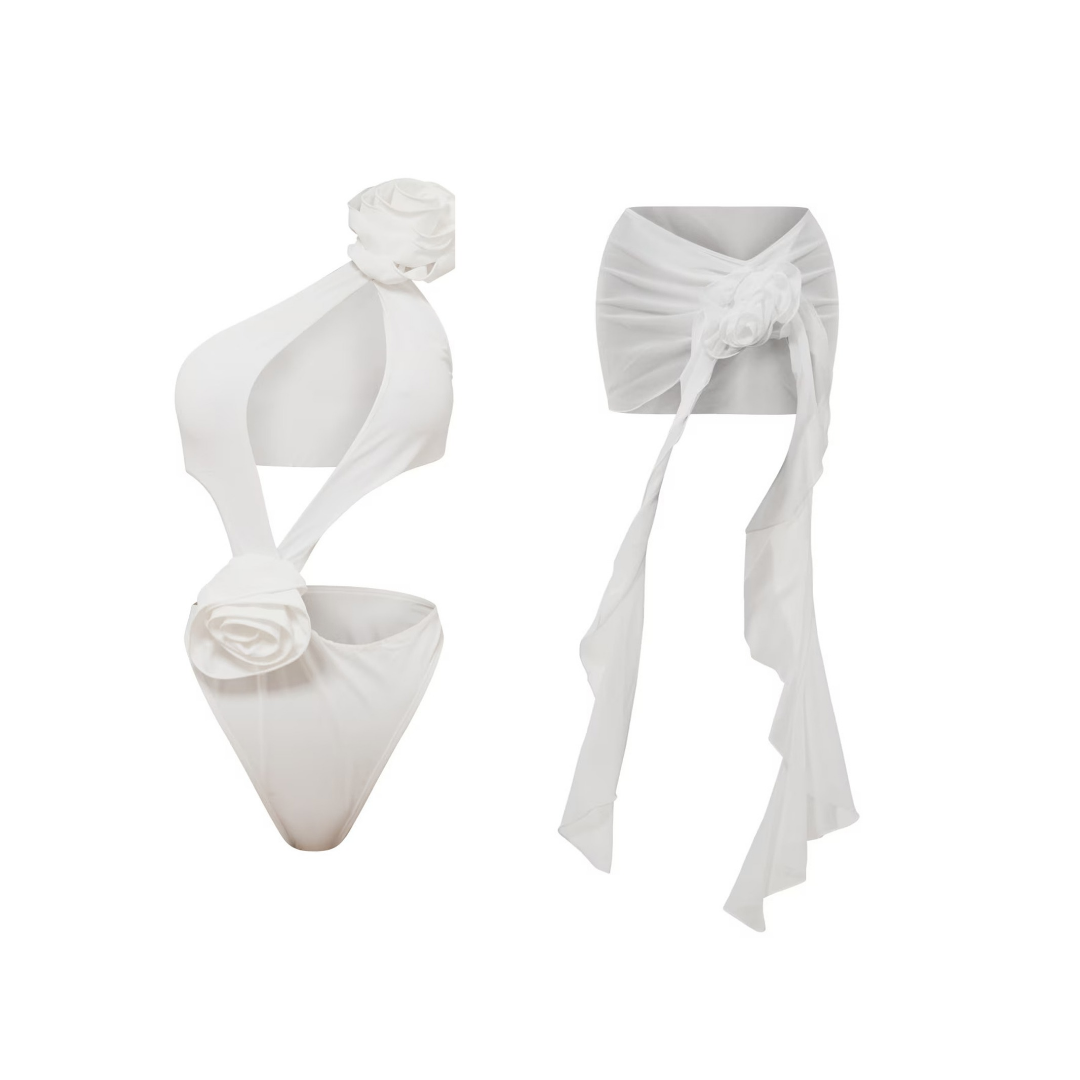 Pearl Bloom - Weisses Bademode-Set