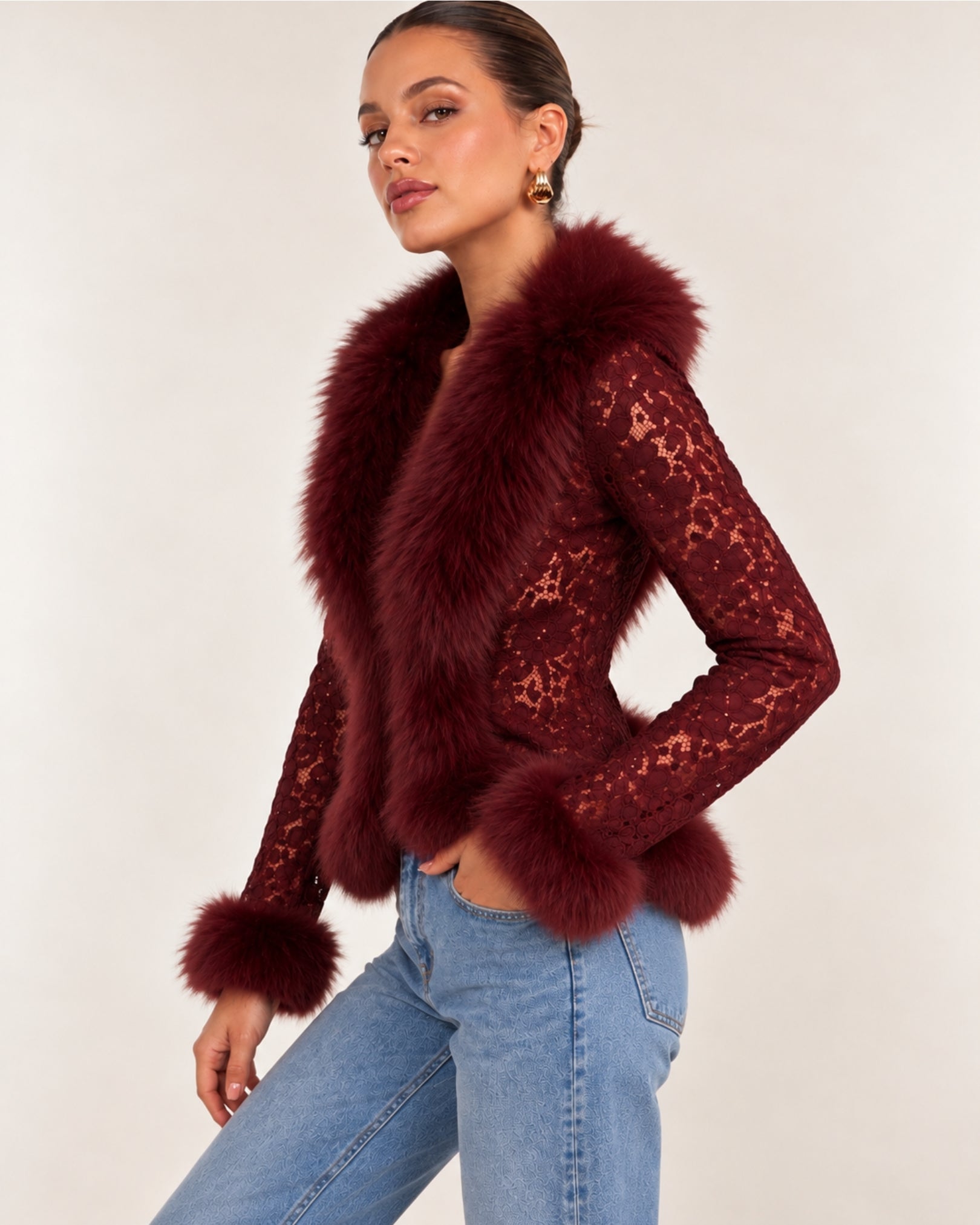 Elisa Lace Faux Fur Jacket