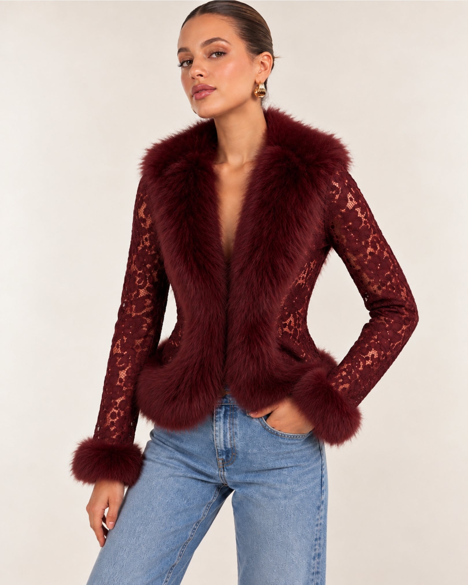 Elisa Lace Faux Fur Jacket